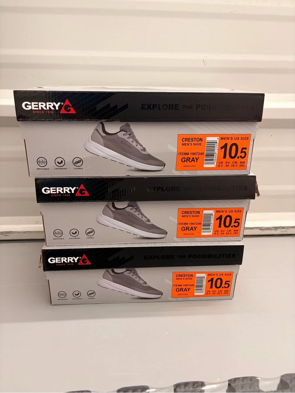 Gerry Men's Creston Lightweight Athletic Sneakers Gray NIB - Size 10.5